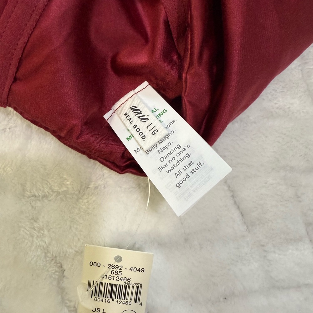 Nwt $60 Aerie Show Off Shine Lace Corset Bra Top Cami & Thong Red Cherry Tart L - Picture 10 of 14
